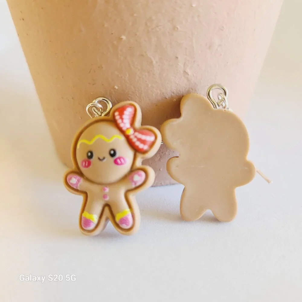 Christmas Gingerbread Girl Dangle Drop Earrings NEW Women's Holiday Gift Festive